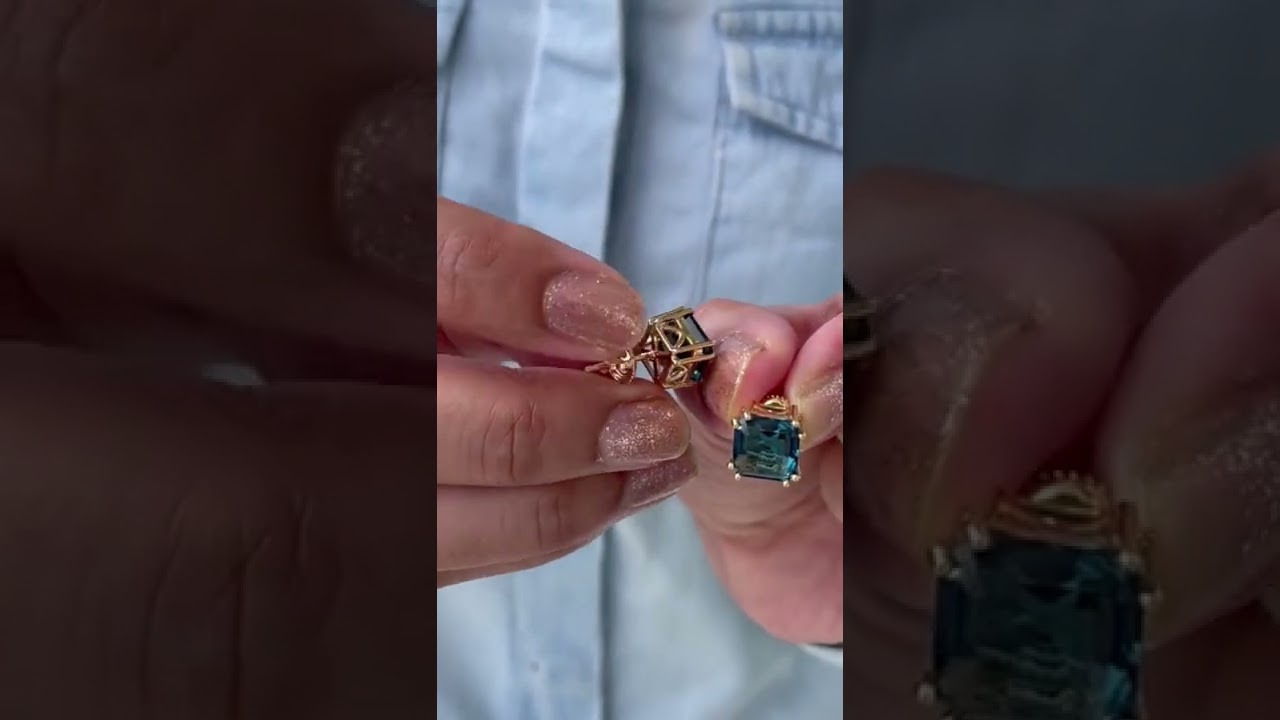 December Birthstone 6.25 CT Asscher Cut London Blue Topaz Solitaire Earring