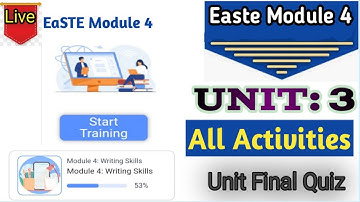 EaSTE Module 4 | Unit 3 | Quiz Answers | QAED App | Complete Activities @schoolactivitiesandwarmer