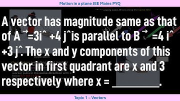 A vector has magnitude same as that of A =3i ̂  +4 j ̂ is parallel to B  =4 i ̂  +3 j ̂. The x and y