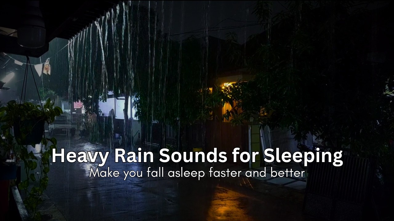 1 Hour Heavy rain sounds for sleeping, studying and relaxation #rainsound #rainsoundsforsleeping