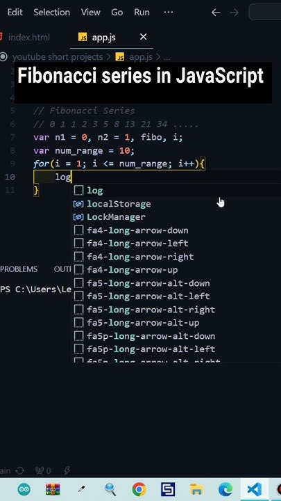 Fibonacci series in JavaScript #shorts - YouTube