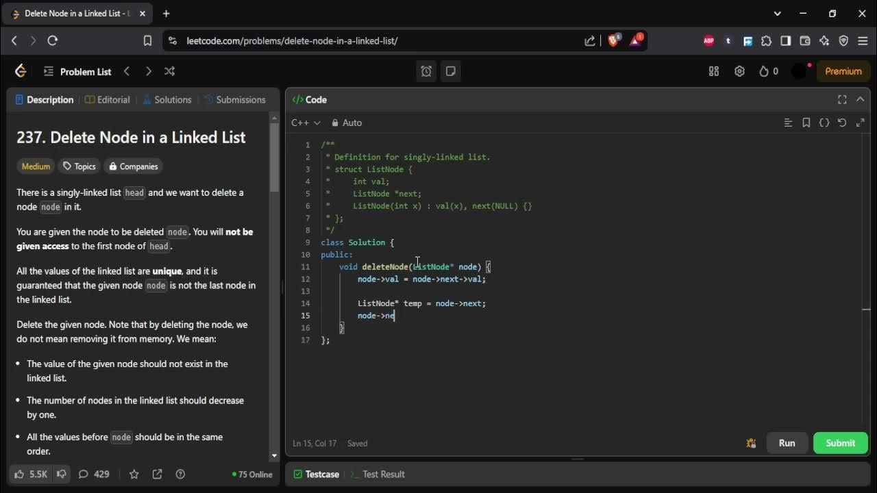 برمجهleetcode-237 - YouTube