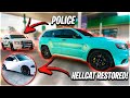 DOING DONUTS IN TRACKHAWK & POLICE SPOOKED ME! *MY HELLCAT IS RESTORED*