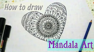 How to Draw a Mandala | Heart Mandala Art for Beginners | Basic Mandala Drawing | DIY WITH MINNIE