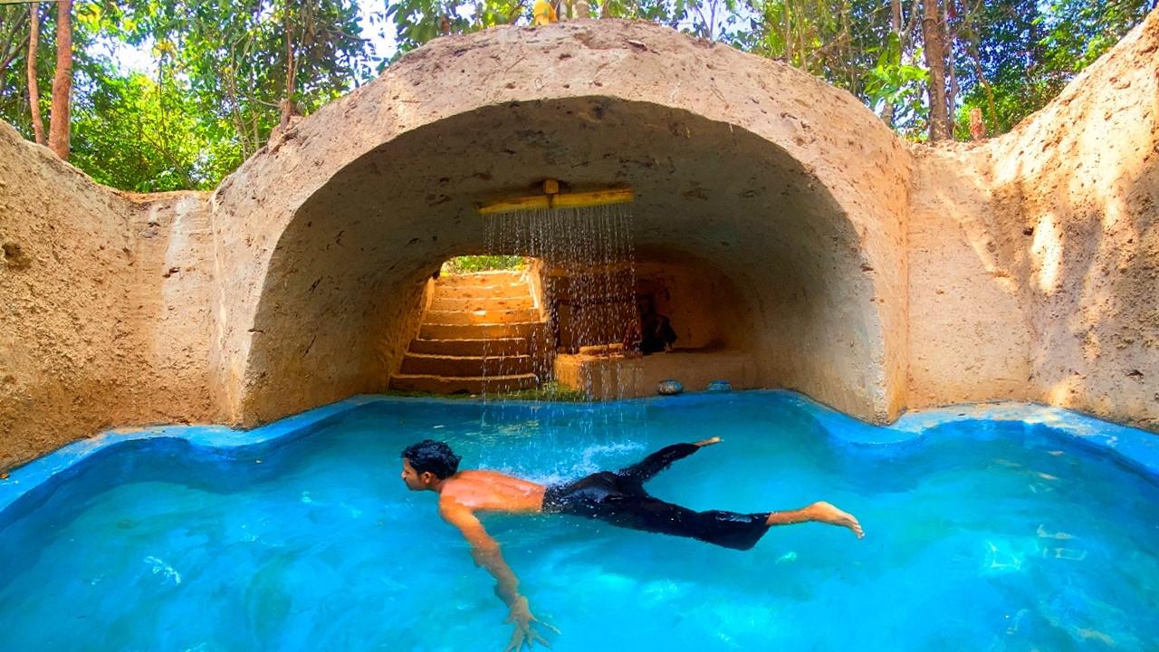 90Days Building Underground House with Swimming Pool And Decoration ...