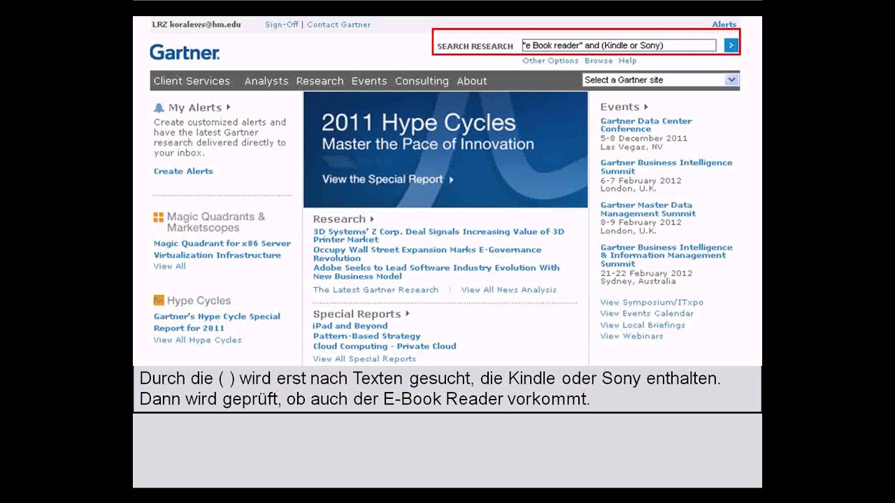 Hochschule München Bibliothek Gartner Tutorial YouTube