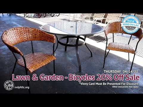 SVDP Fond du Lac: Lawn & Garden/Bicycles 20% Off Sale (04/14/22)