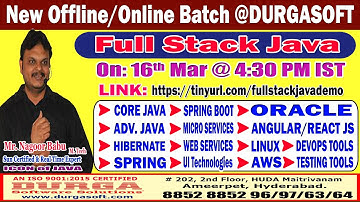 Full Stack Java Offline/Online Training @ DURGASOFT