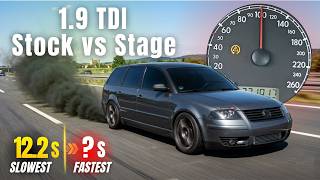 Volkswagen Passat B5 / B5.5 0-100 km/h Acceleration | 1.9 TDI STOCK vs STAGE 1, 2, 3
