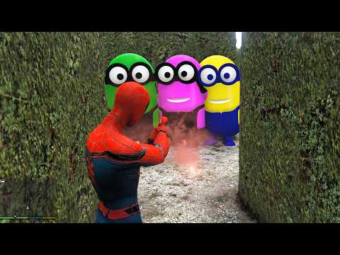 GTA 5 Funny Ragdoll Spiderman vs Multicolour Minions Episode #5