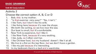 Basic Grammar Unit 62, Activity 2 : Conjunctions