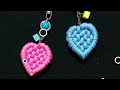 Gantungan kunci love dari tali kur,macrame key chain