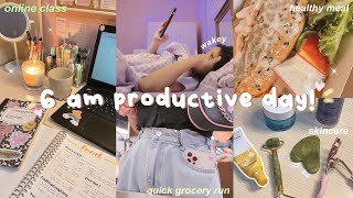 6AM PRODUCTIVE DAY IN MY LIFE : online class, grwm + skincare routine, grocery run 🍃✨ screenshot 5