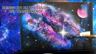 Painting & Clear coating acrylic Galaxy nebula fluid art