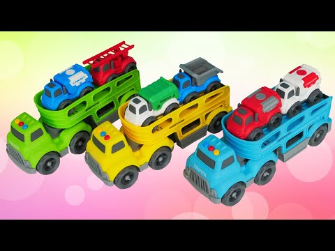 Die Spielzeug-Autotransporter. 2 Videos mit Spielzeugautos am Stück