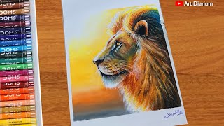 Realistic Lion Drawing with Oil Pastel | Step-by-Step Tutorial for Beginners screenshot 2
