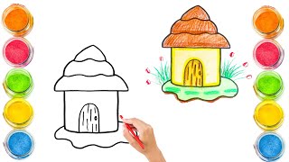 How To Draw Cute House Drawing, Painting & Coloring For Kids And Toddlers Child Art