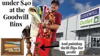 Under $40 At The Goodwill Bins! - Trash to Cash Painting Thrift Flips For Profit