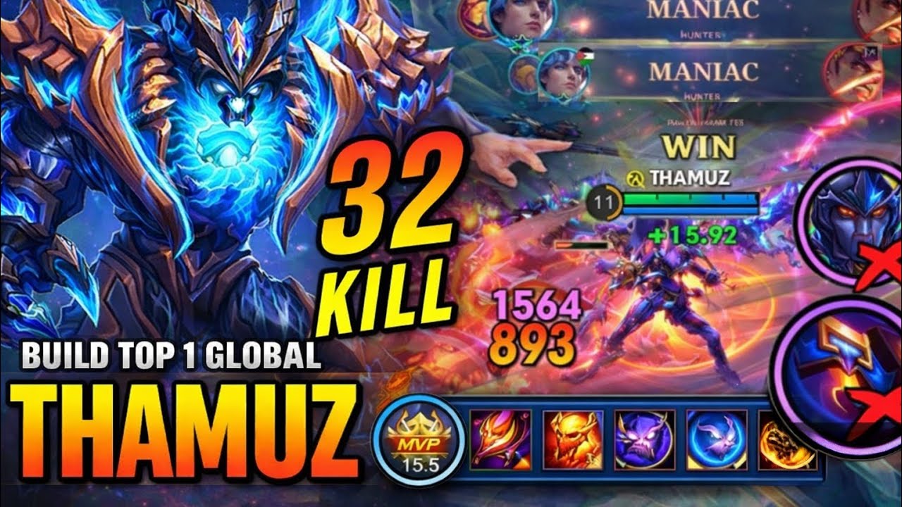 THAMUZ 32 KILLS 😱 TOP 1 GLOBAL BUILD | Mythic Rank Domination 🔥
