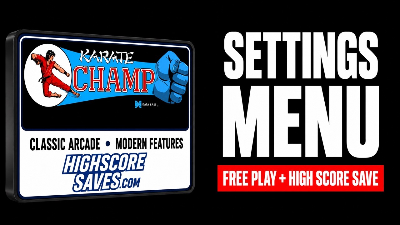Karate Champ Player vs Player Free Play and High Score Save Kit settings menu video