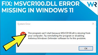 how to fix msvcr110 dll missing errors in windows 11