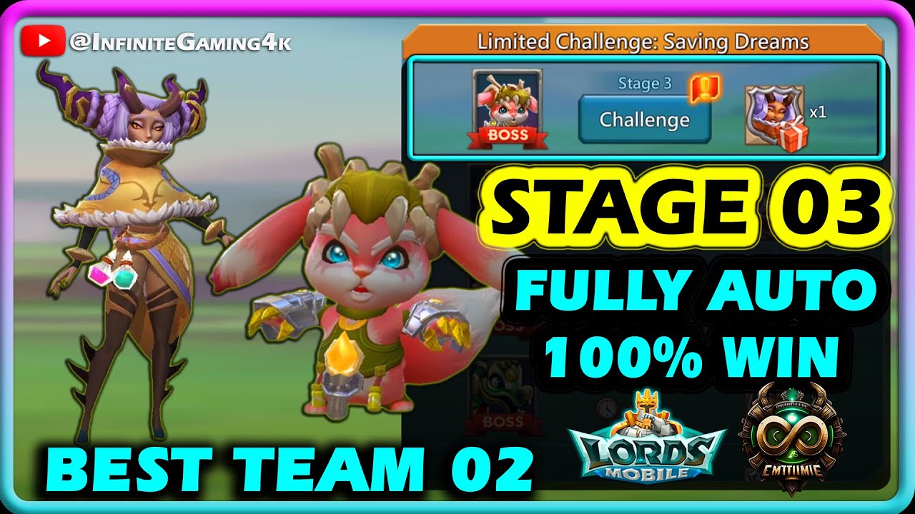 Lords Mobile Dream Witch Limited Challenge Stage 3 Fully Auto | Saving Dreams Stage 3 Fully Auto