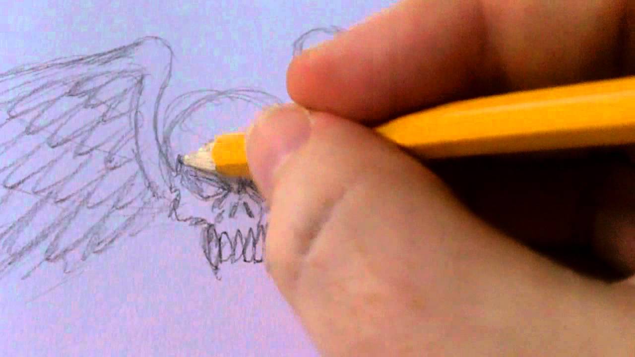 Drawing Skull With Wings Tattoo Art