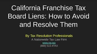 Here we go through the basics on ftb liens. for a more in depth look
see our guide liens here:
https://trp.tax/tax-guide/california-franchise-tax-boar...