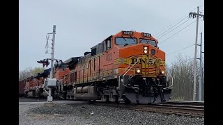 Railfanning Fairport, Macedon & Palmyra, NY 4/27/2024 ft CSX B120 with BNSF & CSX W320 laying track!