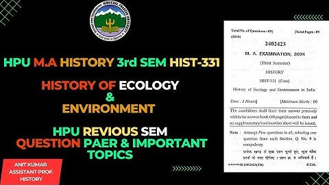 |Ecology & Environment (Hist-331) Most important topic & Previous Question Paper for HPU Exam-2024|