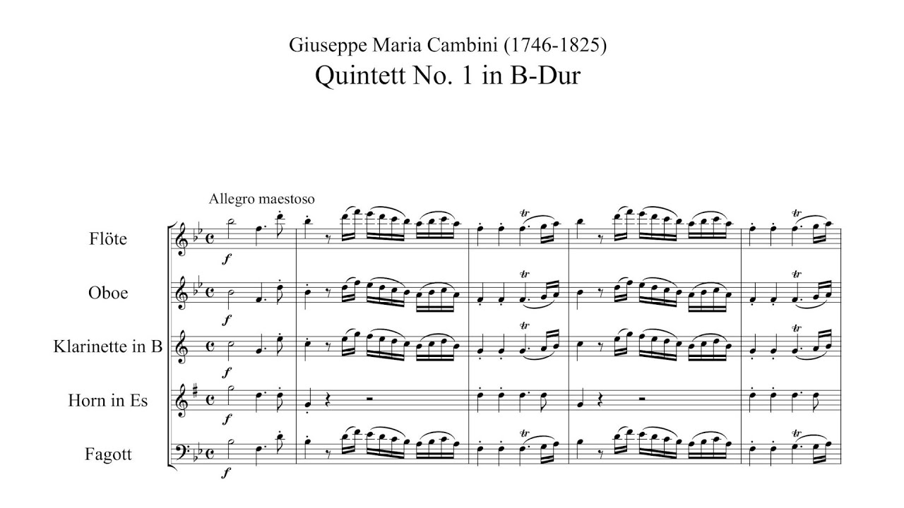 Giuseppe Cambini Wind Quintet No.1, in B flat major YouTube