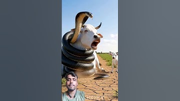 A huge python attacked the bus and then a cow saved all the bus passengers 😱🔥 #ai #cow #bus #snake