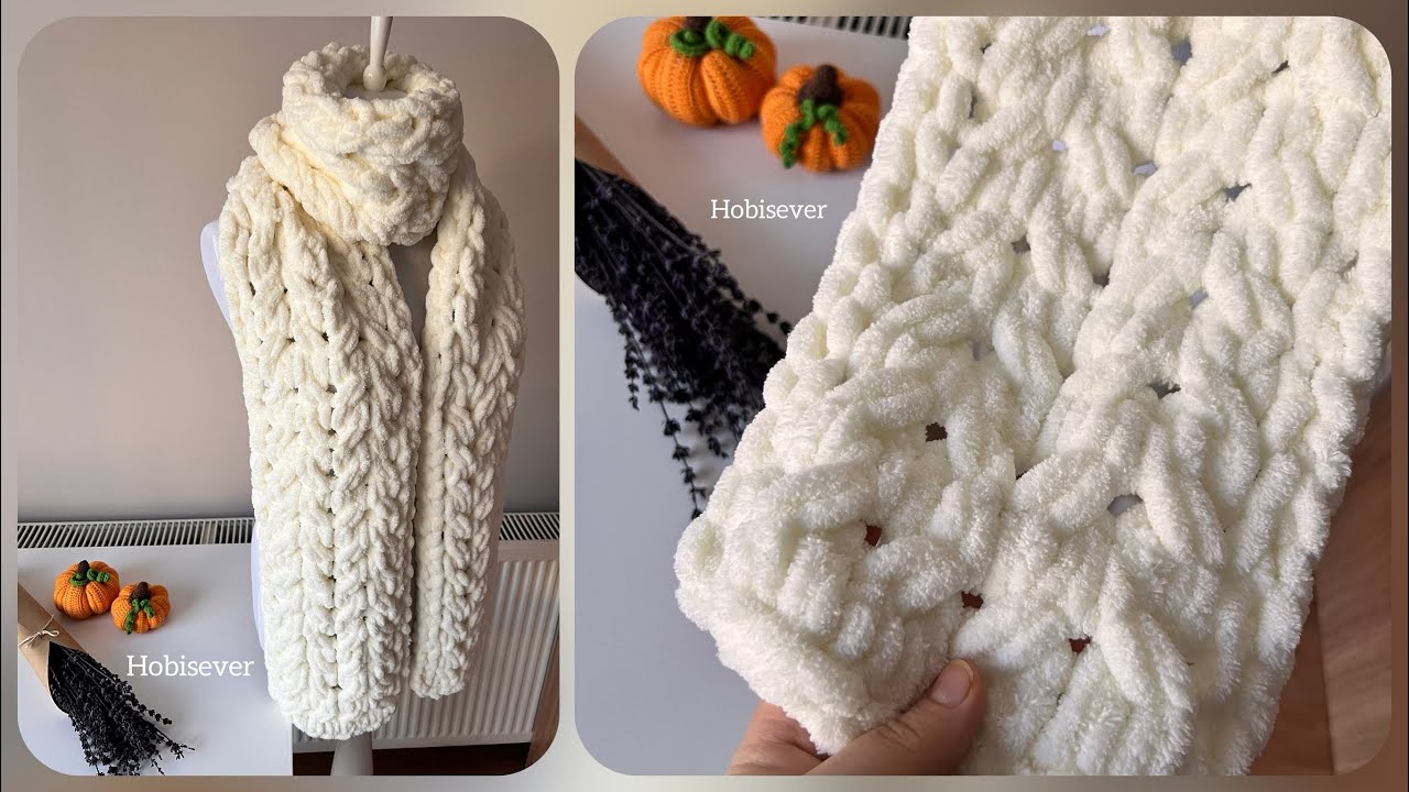 БЕЗ ИГЛЫ, БЕЗ КРЮЧКА 💥Сделаем шарф за один день 😍 Петлевая пряжа Alize Puffy/Пальцевое вязание