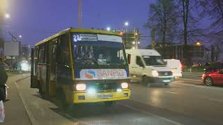 Ukraine, Lviv, bus stop Миколайчука (607) @ night