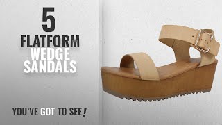 Top 5 Flatform Wedge Sandals [2018]: Soda Women's Open Toe Ankle Strap Flatform Sandal Wedge (Nude,