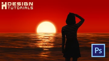 sunset scene basic design in Photoshop CC