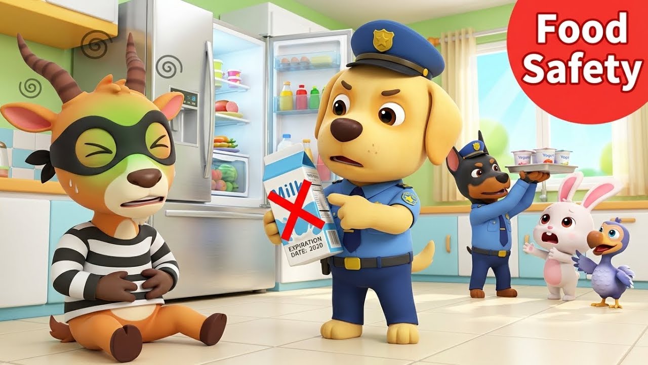 Stomachache Mystery! Antel Drinks Spoiled Milk Food Safety Rules for Kids | Sheriff Labrador Police