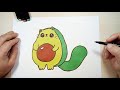 How to Draw a Cute Avo Cat,Drawing Animal 🥑