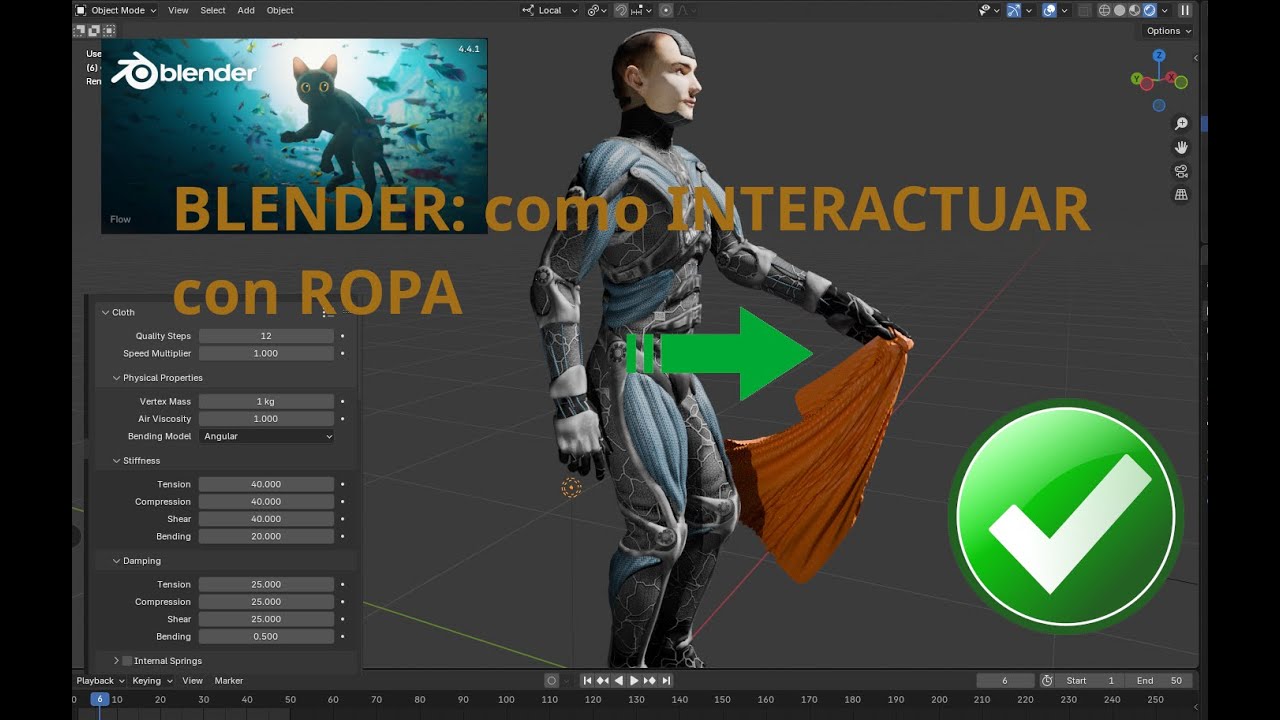 Blender como el personaje interactua con la ropa - YouTube
