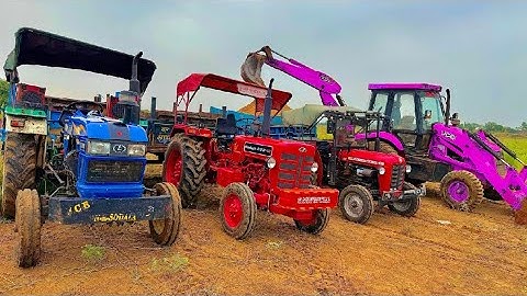 JCB 3dx Eco Machine with Tractor Loading Stuck in Mud| Mahindra 275, New Holland 3630, Kubota Eicher