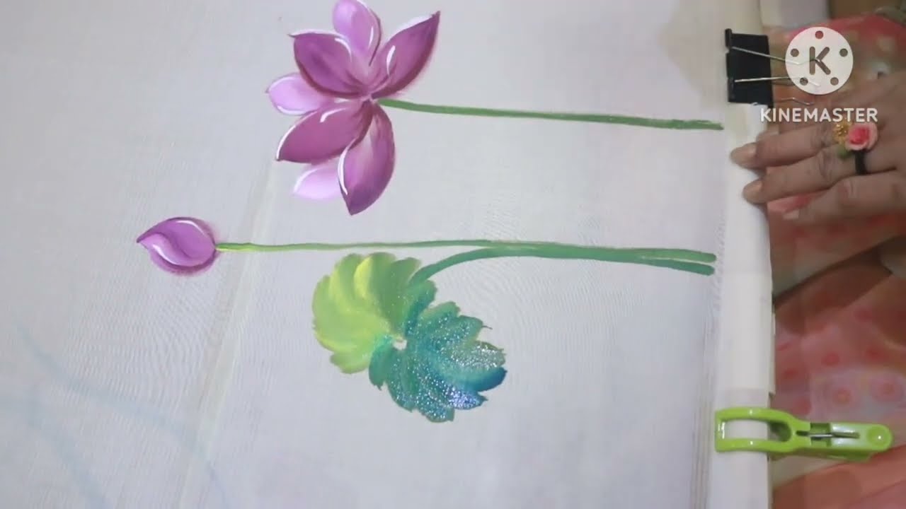 How to inspire and create a design on Mangalgiri silk saree|| Fabric Painting-137|| JLPraphulla