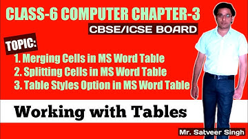 Class 6/VI Computer | Chapter 3 | Working with Tables | MS Word Tutorials | Part 3 | CBSE | NCERT