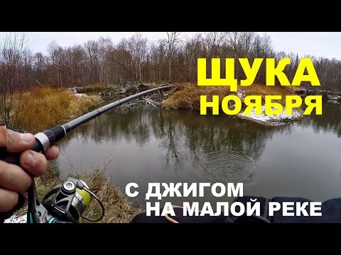 ЩУКА ПЕРЕД ЛЕДОСТАВОМ. Малая Река в НОЯБРЕ. Джиг Спиннинг. РЫБАЛКА НА ЩУКУ.