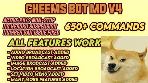 😱Forking Latest Multi Device WhatsApp Bot | Bot with No Enc 💯% | Cheems Bot MD V4 | Active 24/7