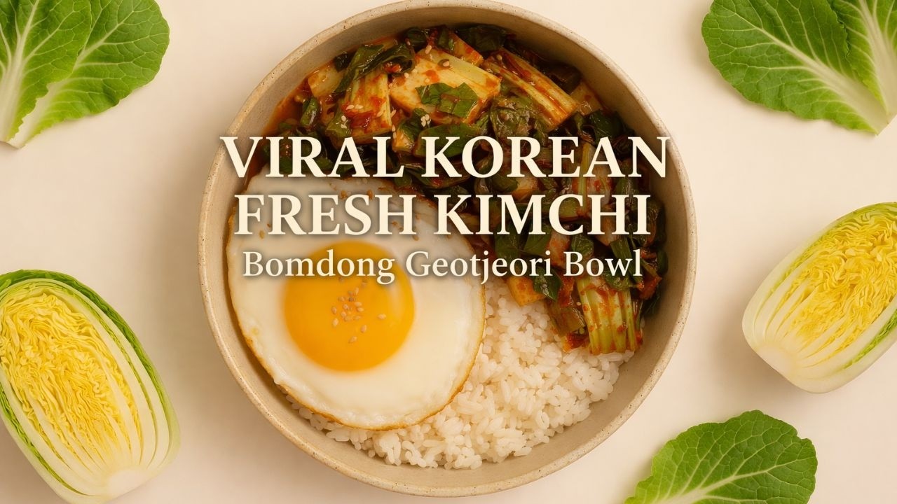 Viral Korean Fresh Kimchi Bowl 🇰🇷 | Easy Bomdong Geotjeori Recipe (Simple & Delicious!) #Bomdong