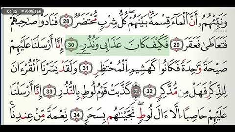 سورة القمر مكتوبة للشيخ ياسين الجزائري برواية ورش عن نافع
