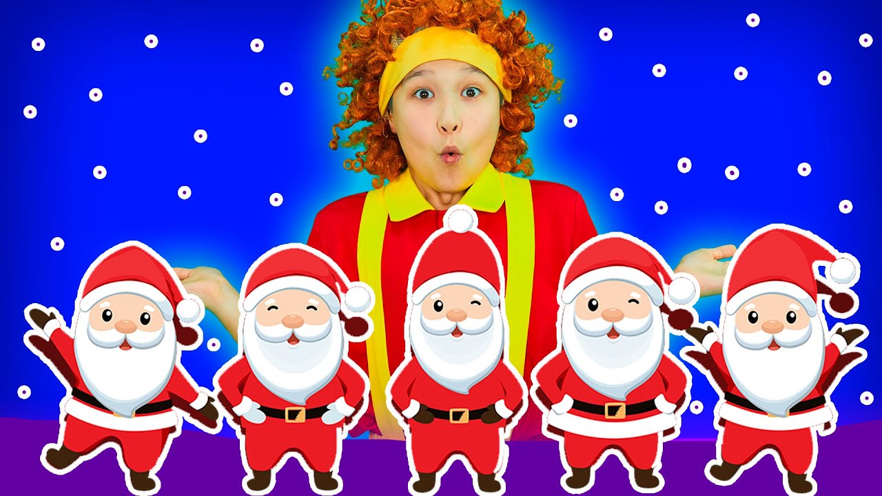 Five Little Santas Jumping on the Bed + More | Nur Nur Kids Songs - YouTube