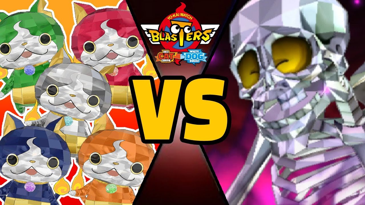 GEMNYAN vs ULTRA GLITZY BONES in Yo-kai Watch Blasters (Theme Team)