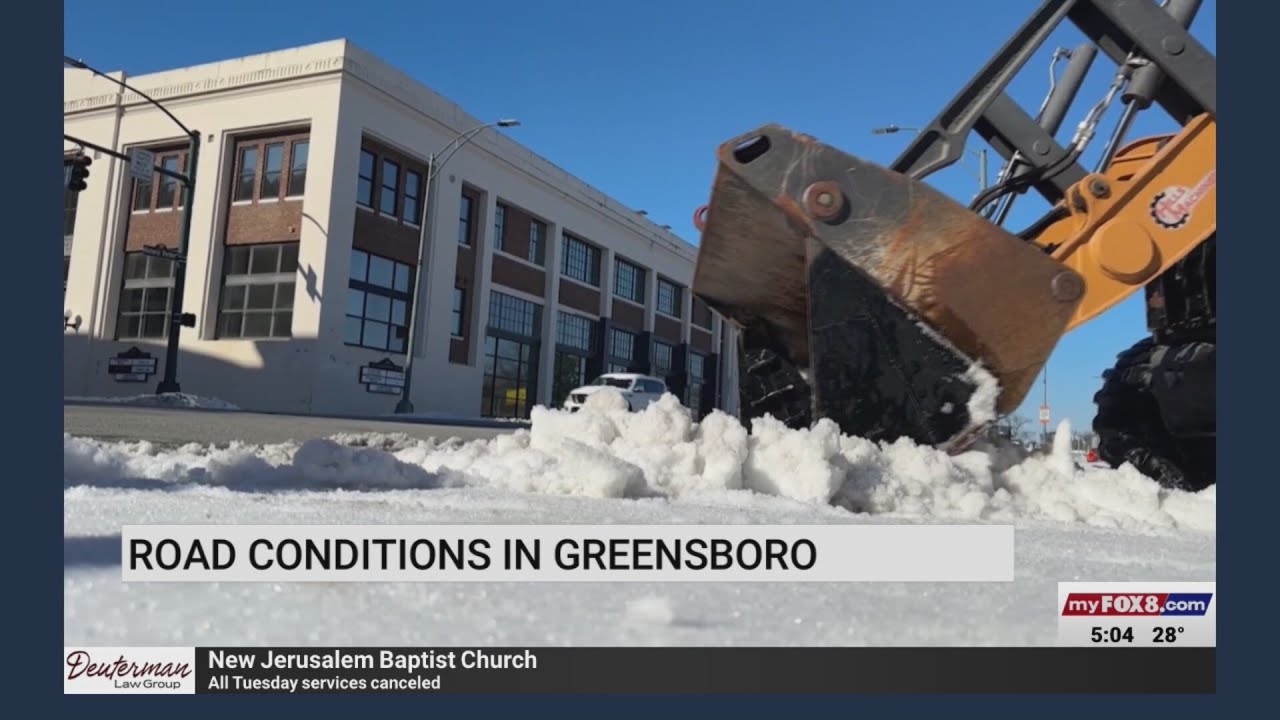 Crews work to clear roads in Greensboro - YouTube