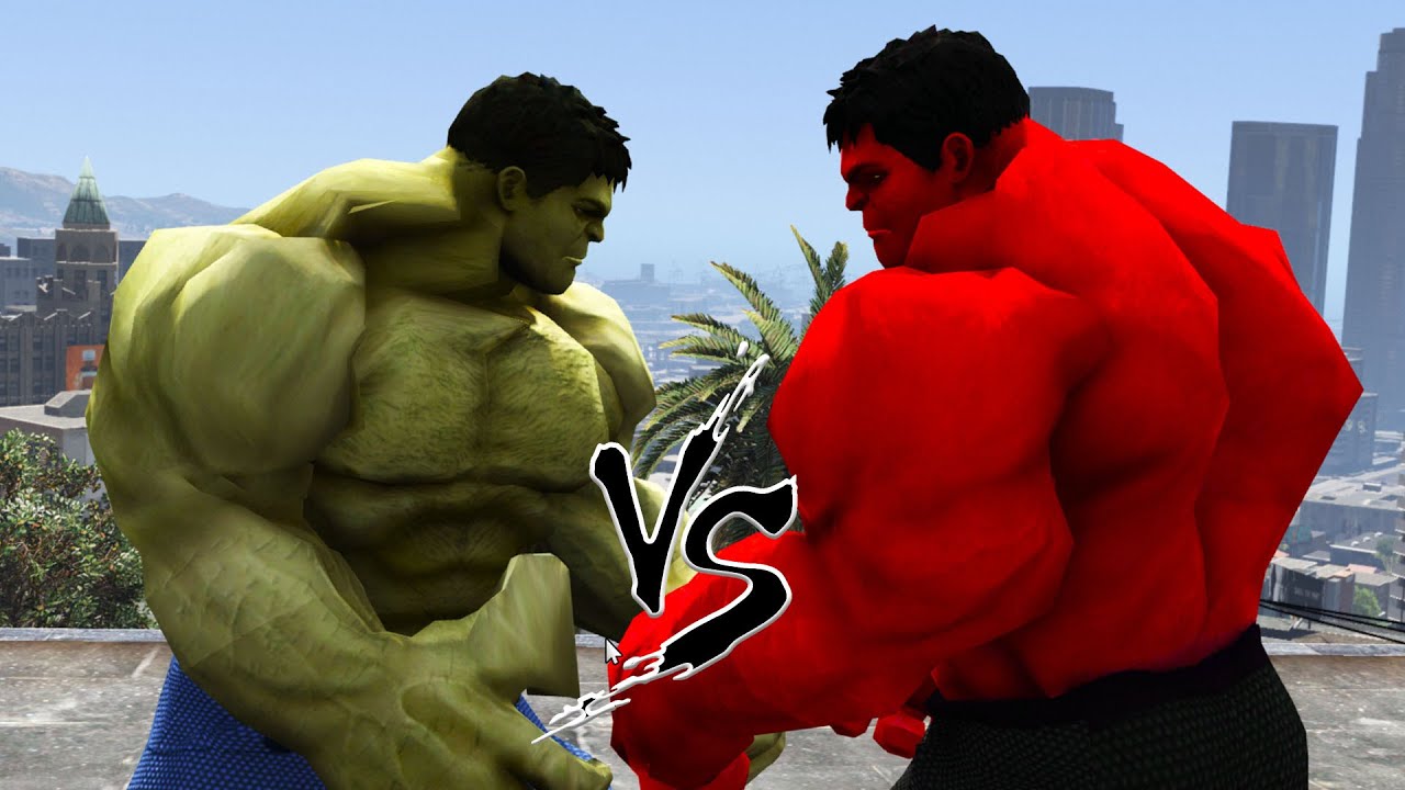 GTA Epic Battle Green Hulk Vs red Hulk - YouTube